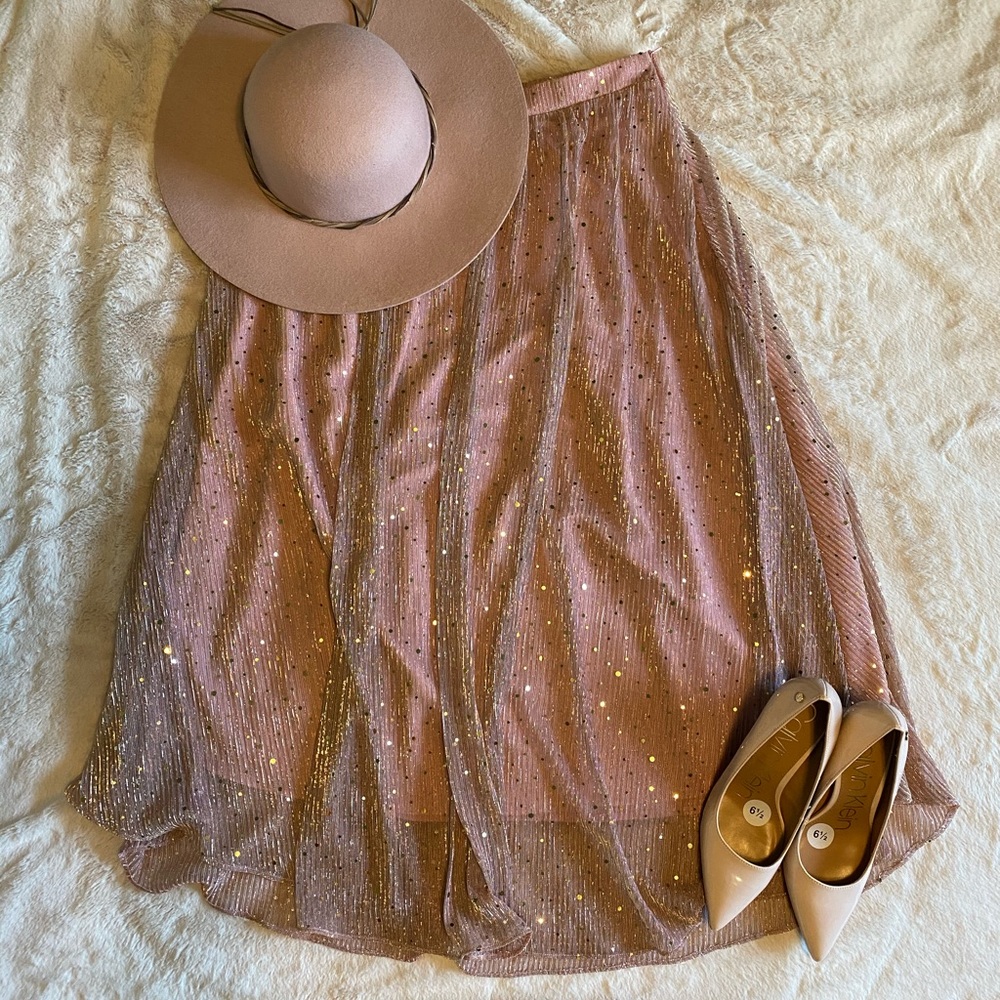 Blush Sequin Polka Dot Skirt